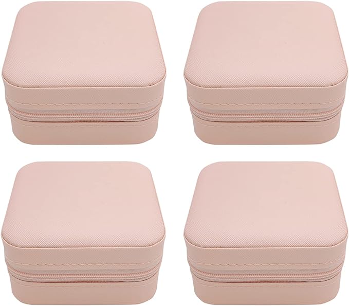 Mini Jewelry Case, Small Travel Jewelry Organizer, Portable Jewelry Box Mini Storage Organizer Display Box For Rings Earrings Necklaces (Pink-4)