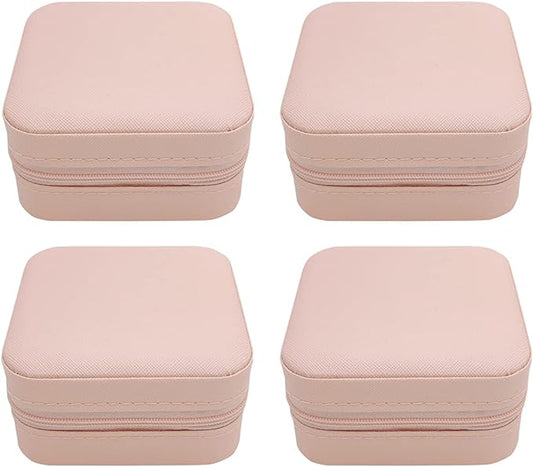 Mini Jewelry Case, Small Travel Jewelry Organizer, Portable Jewelry Box Mini Storage Organizer Display Box For Rings Earrings Necklaces (Pink-4)