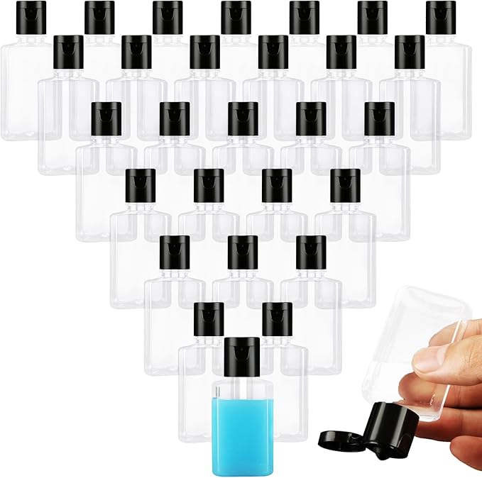 100PCS Travel Size Bottles 1oz Mini Travel Shampoo Bottles Small Plastic Empty Bottles, Refillable Cosmetic Containers with Flip Cap Clear Portable Small Bottles for Liquid, Lotions, Toner, Body Soap
