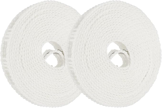 uxcell 2 Pcs Portable Travel Clothesline, 16.4ft Clothes Line Outdoors Travel Hanger Foldable Clothesline Rope with Hooks for Camping Hotel Backyard Home Cruise Ship, White