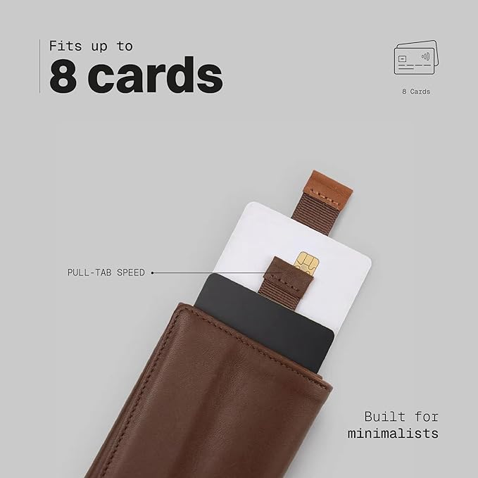 The Frenchie Co. - Speed Wallet Mini - Ultra-Slim Card Holder - RFID Blocking Quick-Access Pull Tab - Full-Grain Italian Leather Front Pocket Minimalist Holds 4 Cards