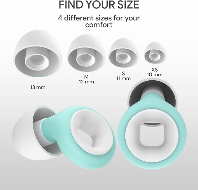 Reusable Silicone Earplugs for Sleeping – Soft Comfort Fit Noise Reduction Up to 27 dB – Ideal for Side Sleepers & Snoring Partners – 1 Pair (White & Green) with Travel Case