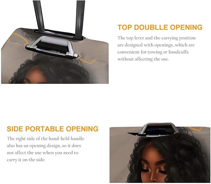 Travel Suitcase Protector African American Black Girl Elastic Protective Washable Luggage Cover With Concealed Zipper Suitable For Small