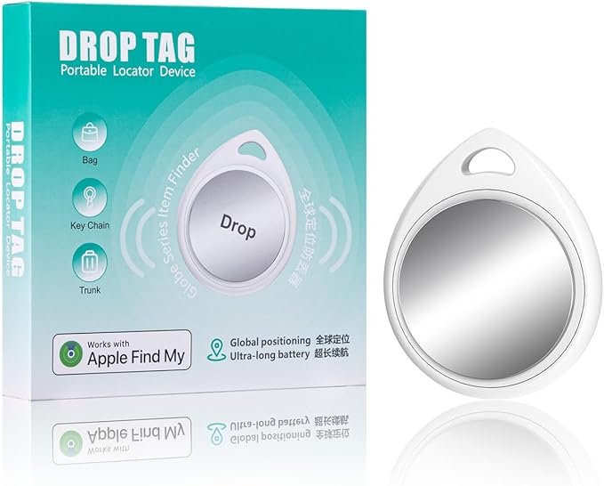 Air Tracker Tag, Bluetooth Keys Finder Work with Apple Find My (iOS Only), Smart Tag, Luggage Tracker, Item Locator for Luggage Tags, Bags, Pet, Replaceable Battery, White