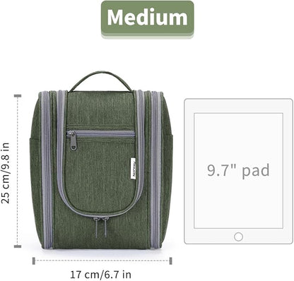Narwey Small Hanging Travel Toiletry Bag Cosmetic Make up Organizer for Women and Men (Medium, Army Green)