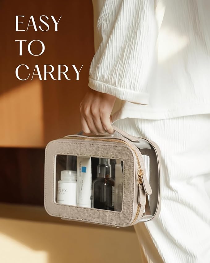 4 Pcs Clear Cosmetic Bag Set for Women Makeup Bag with Handle, Travel Toiletry Bag Transparent Cosmetic Case Portable Make Up Organizer Bag for Essentials