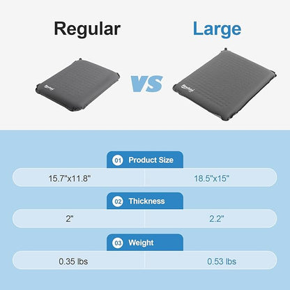 Larger Self-Inflating Airplane Seat Cushion for Long Flights – Portable Travel Cushion Airplane Seat - Memory Foam Travel Seat Cushion Providing Pressure Relief（Grey）