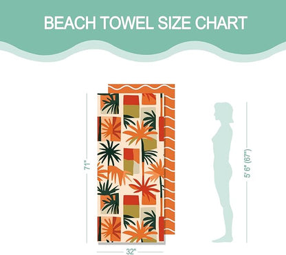 Eunzel Microfiber Beach Towel, Quick Dry Travel Towel Large Sand Free Towel for Beach, Camping, Swim Pool, Gym, Sports& Yoga 71"x32", Retro Tropics