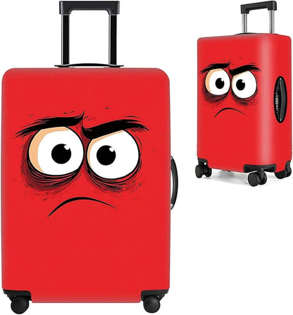 Angry Face Luggage Cover, Washable Funny Cartoon Suitcase Cover, Stretchable Travel Suitcase Protector Anti-scratch Bag Cover,S