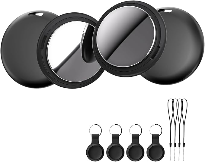 Air Tags-4 Pack Smart Luggage Tracker Tag Work with Apple Find My (iOS Only), Loud Sound, Replaceable Battery, for Keys/Backpack/Suitcase/Wallet, Black