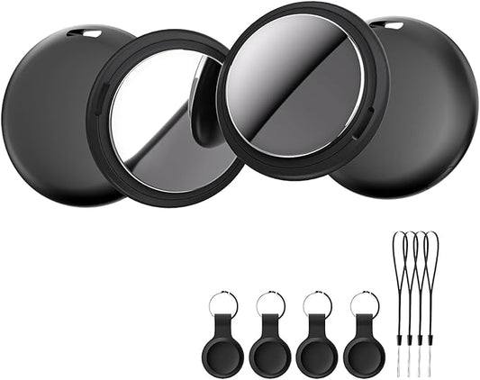 Air Tags-4 Pack Smart Luggage Tracker Tag Work with Apple Find My (iOS Only), Loud Sound, Replaceable Battery, for Keys/Backpack/Suitcase/Wallet, Black