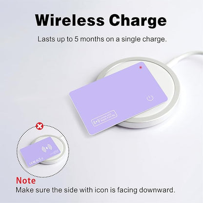 Eelexa Wallet Tracker Card, Rechargeable Thin Finder, Works with Apple Find My (iOS Only), Item Locator for Luggage Tags, Passports, Phone, IP68 Waterproof, Purple 2 Pack