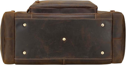 Polare 23" Full Grain Cowhide Leather Gym Duffle Weekender Overnight Travel Duffel Bag For Men