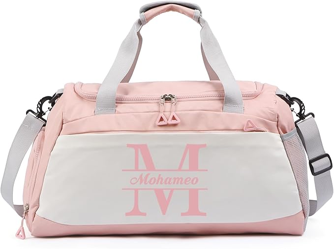 Personalized Travel Duffel Bag with Name - Custom Letter Oxford Cloth Gym Bag with Shoes & Wet Pockets Sport Bag Weekender Overnight Bag for Traveling for Women Men Gift for Christmas Groomsman Brides