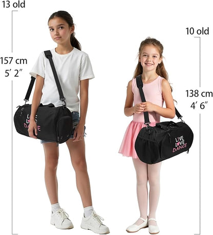 kilofly Girl's Ballet Dance Sports Gymnastics Gym Duffel Bag Travel Carry On