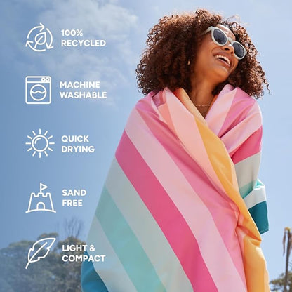 Dock & Bay Quick Drying Towel - for Sports & Gym - Compact, Lightweight - 100% Recycled - Includes Bag - Coastal Candy, Extra Large (200x90cm, 78x35)