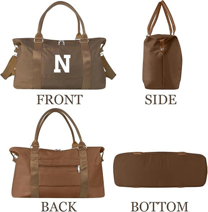 Birthday Graduation Gifts for Daughter,Initial Travel Duffel Bag Sports Gym Bag for Girls Teen Kids Birthday Gifts,Personalized Weekender Bag Carry On Tote Bags Cute Overnight Bag for Women(Brown, N)