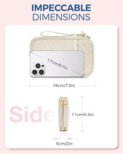 BAGSMART Electronic Cord Cable Organizer Travel Bag Case, Double Layers Tech Electronic Bag, Essentials for Charger, Cable, Phone, Flash drive, Beige