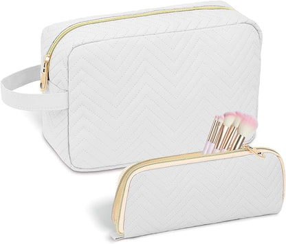 Personalized Initial Makeup Bag Trendy Stuff Leather Waterproof Cosmetic Bag Travel Toiletry Bag, Christmas/Thanksgiving/Halloween Gifts Makeup Organizer Case for Women Girls Mom Girlfriend Wife