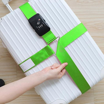 Luggage Straps for Suitcases TSA Approved Heavy Duty Adjustable Travel Belt Cross Suitcase Belts Luggage Tags with Name ID Card Travel Accessories Fit for 20-32 Inch Suitcase (Green)