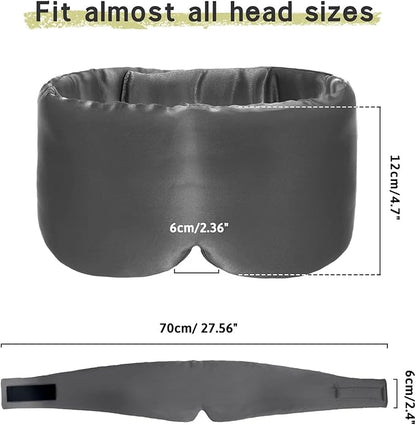 100% Handmade Bamboo Sleeping Eye Mask for Women for Men,Night Masks,Organic Sleep Mask,Blockout Eye Mask for Sleeping,Large Size Adjustable (1 PC, Dark Grey)