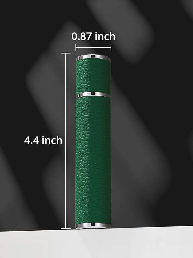10ML Genuine Leather Atomizer Sprayer for Perfume - Portable Mini Cologne Sprayer for Woman Man - Perfume Travel Refillable Bottle,Travel Essential Fragrance Spray Bottle (Green)