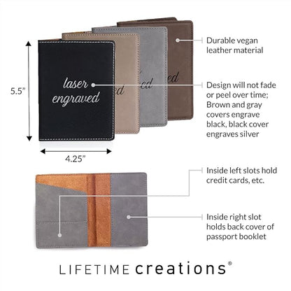 Lifetime Creations Monogrammed Passport Cover - Gray, Passport Cover with Initials, Passport Holder Passport Case