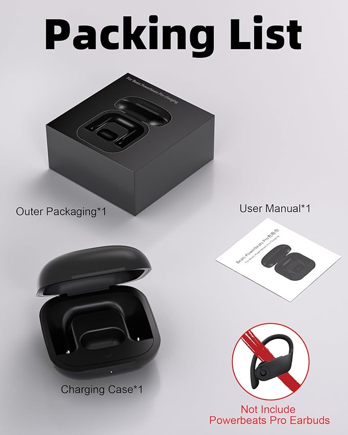 Charging Case Replacement for Powerbeats Pro: Beats Earbuds Charger Case with Bluetooth Pairing Sync Button, 700mAh Battery, Earbuds Not Included