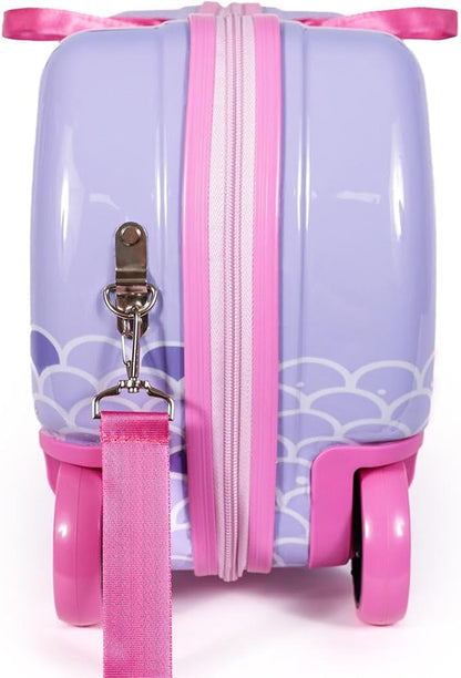 MILK&MOO Rideable Kids Suitcase Little Mermaid, Fun and Safe, Durable, Spacious and Ergonomic Design, 360° Swivel Wheels, for Children Aged 2-6 Years, 21 L, Maximum Riding Weight 50kg / 110 Lb