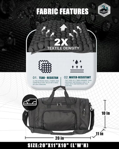 Gym Bag Duffle Bags for Men Women with Shoes Compartment Sport Weekend Travel Overnight Carry On Bag for Tactical Military Travel Work Out Bags (Black)