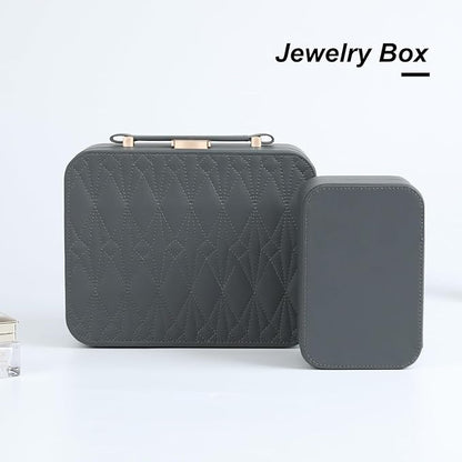 Travel Jewelry Case Large, Jewelry Box Large Jewelry Travel Organizer Jewelry Case with Handle, Best Gift for women Girls, Grey