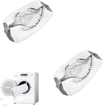 Shoe Laundry Bags for Washing Machine, 2 Pcs Shoe Washing Bag, Laundry Shoe Bag for Washer and Dryer, Reusable Shoe Washing Bags Shoe Washing Machine Bag (White-2Pcs)
