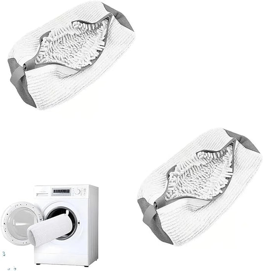 Shoe Laundry Bags for Washing Machine, 2 Pcs Shoe Washing Bag, Laundry Shoe Bag for Washer and Dryer, Reusable Shoe Washing Bags Shoe Washing Machine Bag (White-2Pcs)