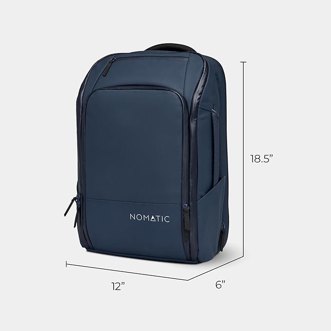 NOMATIC Travel Pack - 20L Water Resistant Laptop Bag - TSA-Ready Expandable Navy Backpack