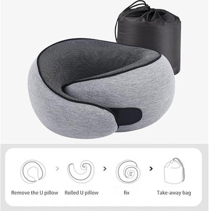 Neck Travel Pillow,360° Memory Foam Neck Pillow,Portable and Storable Pillows, Comfortable Breathable Ergonomic Design for Travel, Car Rides, Home and Offices Use (Dark Gray)