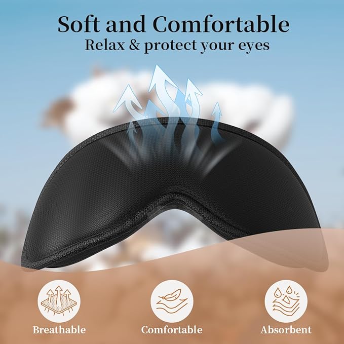 Easysleep 3D Sleep Mask Sleep Headphones White Noise Sleep Eye Mask with 31 Soothing Sounds 3 Timer Soft Adjustable Light Blocking Eye Cover Long Playtime for Sleeper Men Women Travel Gift