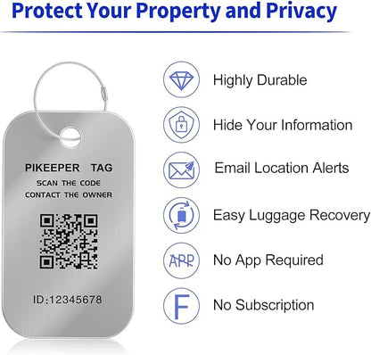 Smart Luggage Tags 2-Pack - QR Code ID Labels with Location Notification When Scanned, Waterproof & Durable, Customizable Cruise Tags for Suitcases, Backpacks & Travel