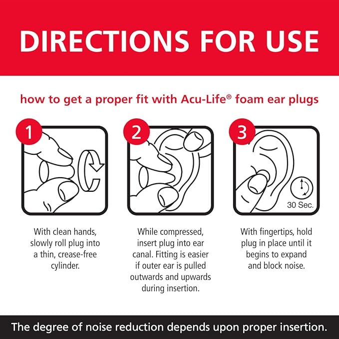 Acu-Life Foam Ear Plugs, 200 Pair for Sleeping, Snoring, Loud Noise, Traveling, Concerts, Construction, & Studying, NRR 32, Purple