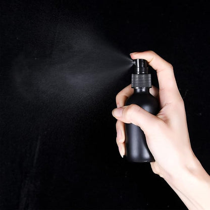2oz Glass Spray Bottle, Fine Mist Boston Glass Bottles with Black Fine Mist Sprayer Small Clear Bottles for Essential Oils, Bath, Beauty, Hair & Cleaning, Black, Pack of 12