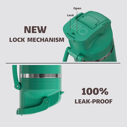 OISIZ Insulated Water Bottle 24 oz with 2 in 1 Spout and Straw Lid,One Click Safety Lock,100% Leakproof,Keep Cold 24H,Vacuum Stainless Steel Water Bottle for School,Travel and Sports,Dishwasher Safe