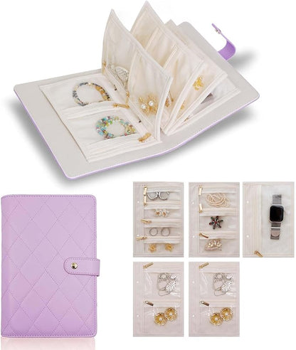 Travel Jewelry Organizer Case ， Portable Jewelry Organizers Storage Book, Compact Jewelry Roll for Earrings, Rings, Necklaces - Perfect Jewelry Travel Bag for Women