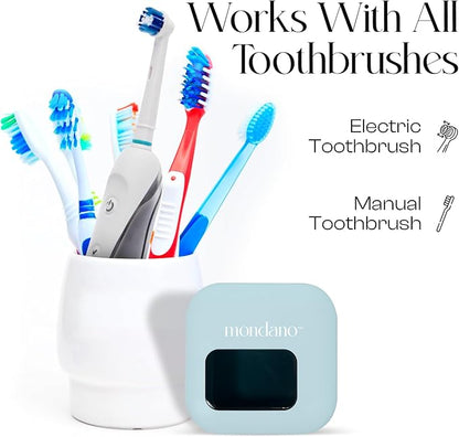 Mondano UV-C Toothbrush Sanitizer and Holder, Toothbrush Case - Manual/Electric Toothbrush Cover for Any Toothbrush Head - Rechargeable Toothbrush Travel Case, Tooth Brush Cover Cap for Home