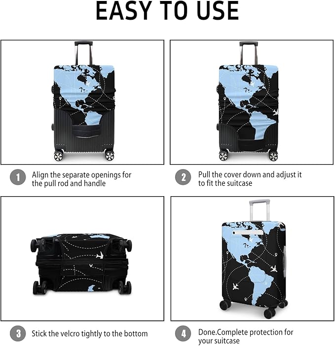 World Plates Travel Luggage Cover, Travel-Themed Suitcase Protector Stretchable, Washable Travel Suitcase Cover (XL for 29-32 Inch Luggage)