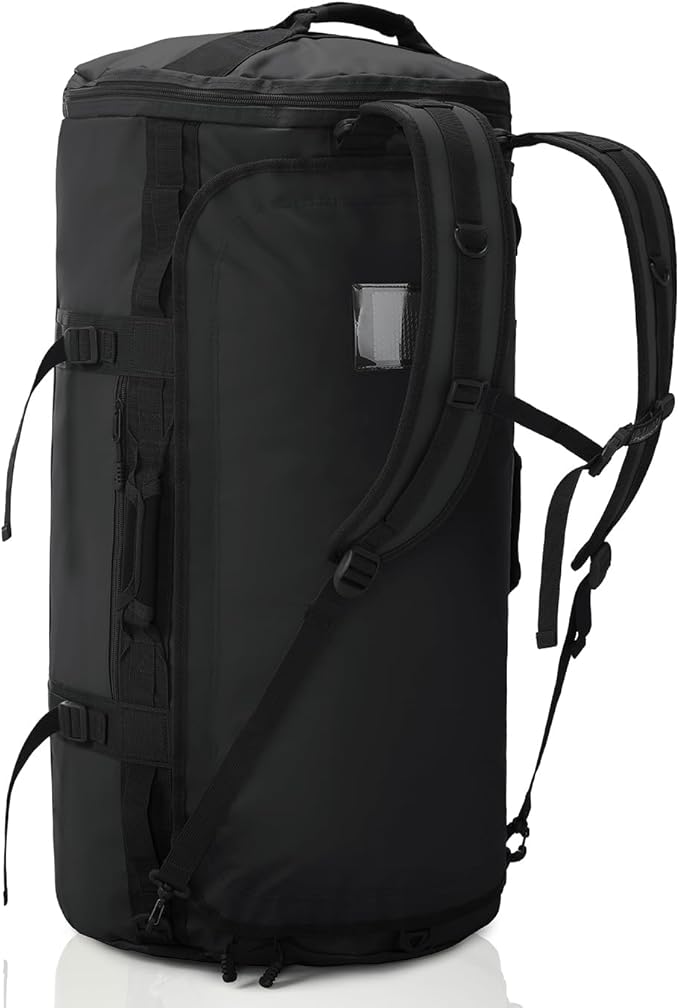 Haimont Duffle Backpack for Men Women, Convertible Travel Duffel Bag Backpack with Shoes Compartment, Heavy Duty Weekender Bags for Sports Gym, Traveling, Camping, Water-resistant, 60L, Black