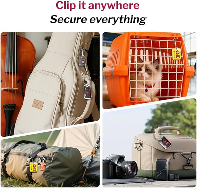 Forge TSA Approved Cable Luggage Locks with TSA008, 4-Digit Combination & Open Alert Indicator, Zinc Alloy Body, 2 Orange Travel Locks with 2 TSID Smart Lost & Found Tags for Luggage & Suitcase