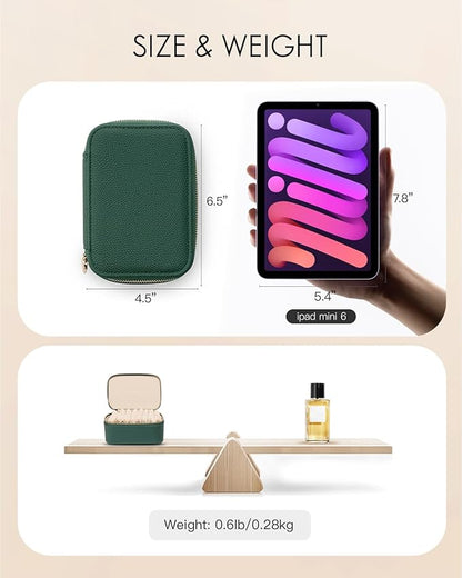 Vlando Jewelry Box with 8 Velvet Jewelry Bags Travel Jewelry Storage Box Petal Hardware Jewelry Organizer for Necklace Rings Earrings Women Gifts for Christmas Birthday-Green