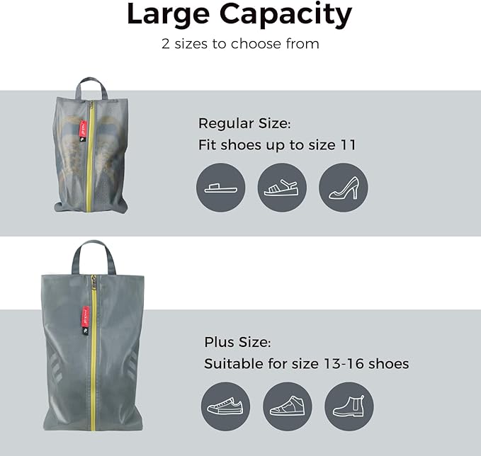 pack all Shoe Bag for Travel, Water-Resistant Shoe Pouch for Gym, Odor-Resistant Soccer Cleats Bag for Sport (Dual Pocket Version)