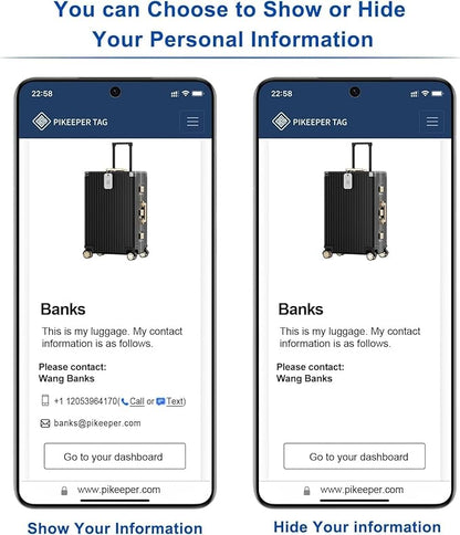 Smart Luggage Tags 2-Pack - QR Code ID Labels with Location Notification When Scanned, Waterproof & Durable, Customizable Cruise Tags for Suitcases, Backpacks & Travel