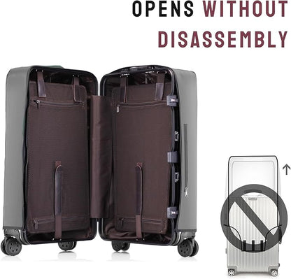 No Disassembly Suitcase Covers for Luggage - 22 Inch Clear Luggage Cover Protector, Gray PVC Luggage Protector Suitcase Cover