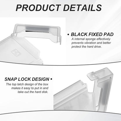 PATIKIL 4.5" x 3.2" Hard Drive Disk Case, 5Pcs Plastic Hard Disk Storage Box Portable Anti-Static Case for 2.5" External SSD HDD, Grey